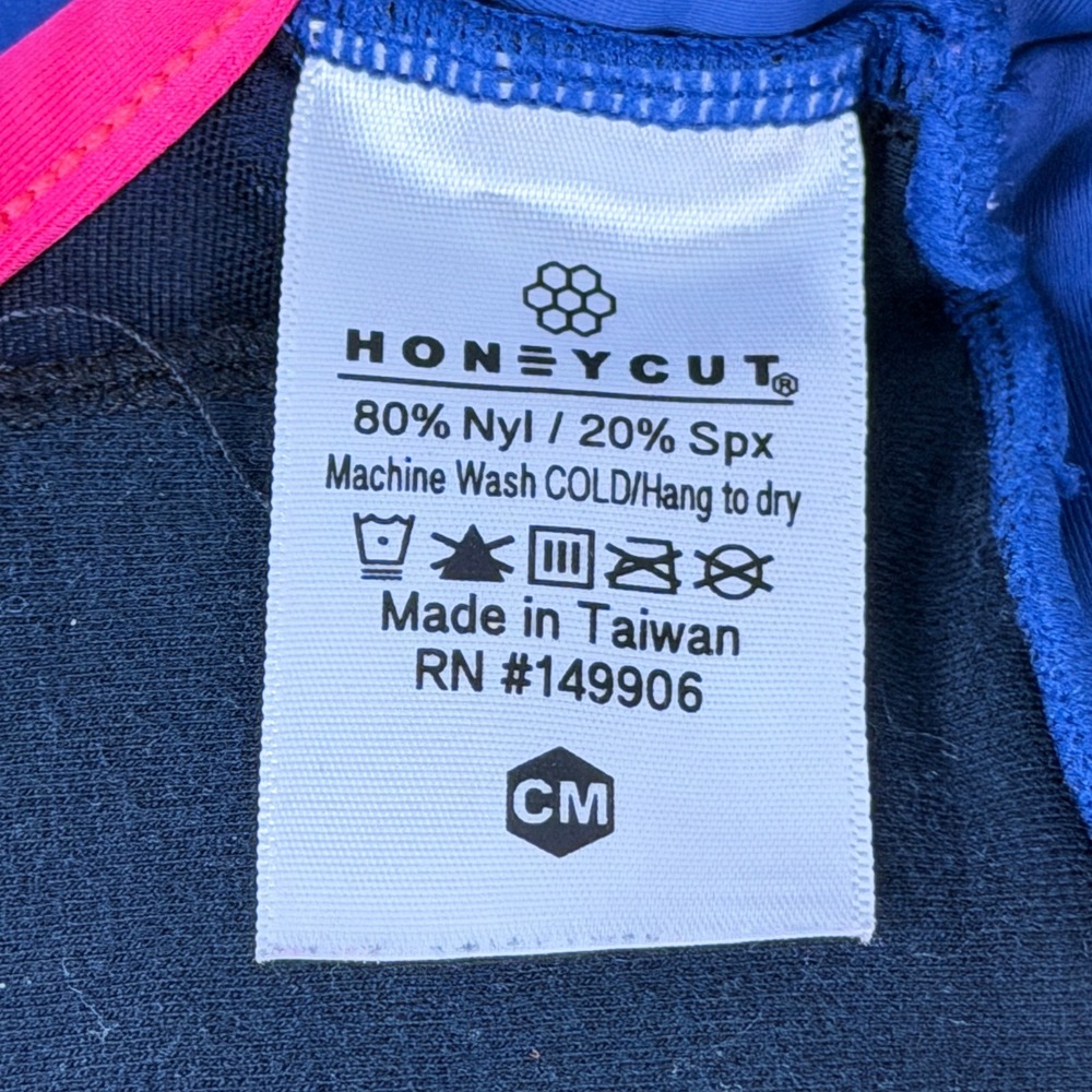 Honeycut Dance Set Kids Size CM Blue Pink Excellent Two Piece Shorts Bra Bow - Picture 5 of 9